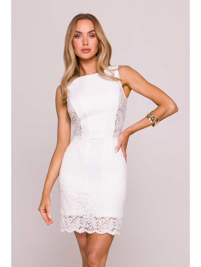 Lace Pencil Mini Dress: Sleeveless High Neck Bodycon - Made in Europe