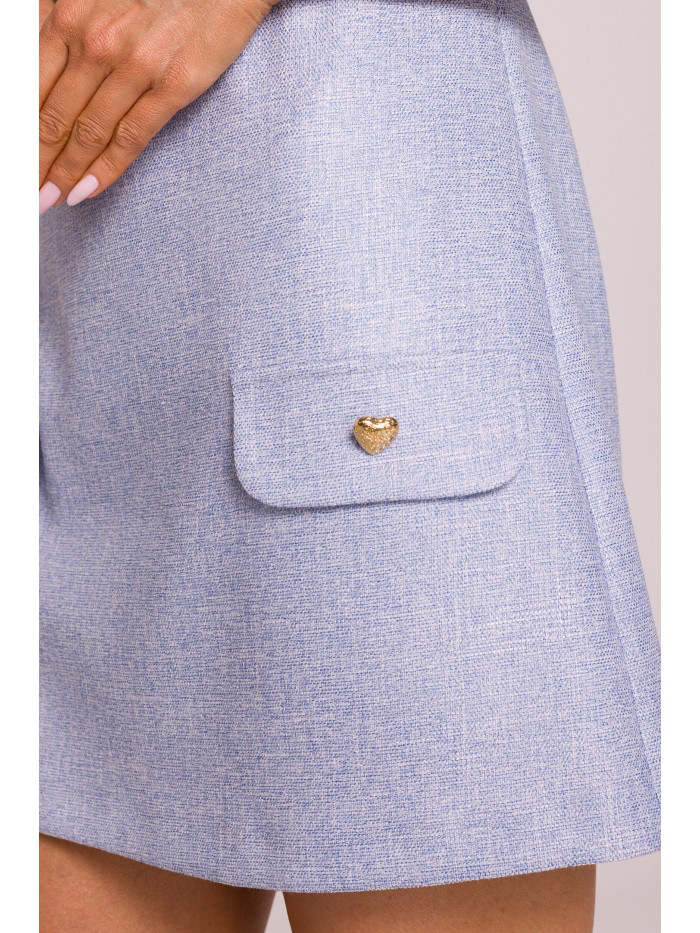 Trapeze Mini Dress: Elegant Short Sleeve Summer Dress with Heart Buttons