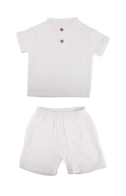 Musselin T-Shirt &amp; Shorts Set, Baby, Kleinkind, Kinder, 100% Baumwolle, 3 Farben, 1-6 Jahre