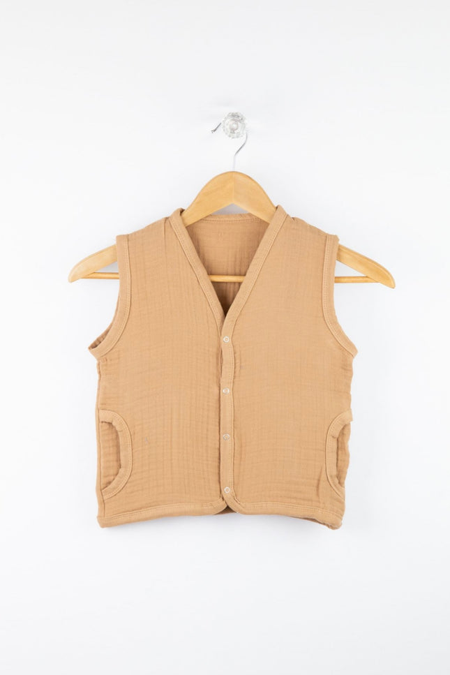 Cotton Muslin Baby Waistcoat – Soft & Lightweight, 3 Colors, 1-6 Years