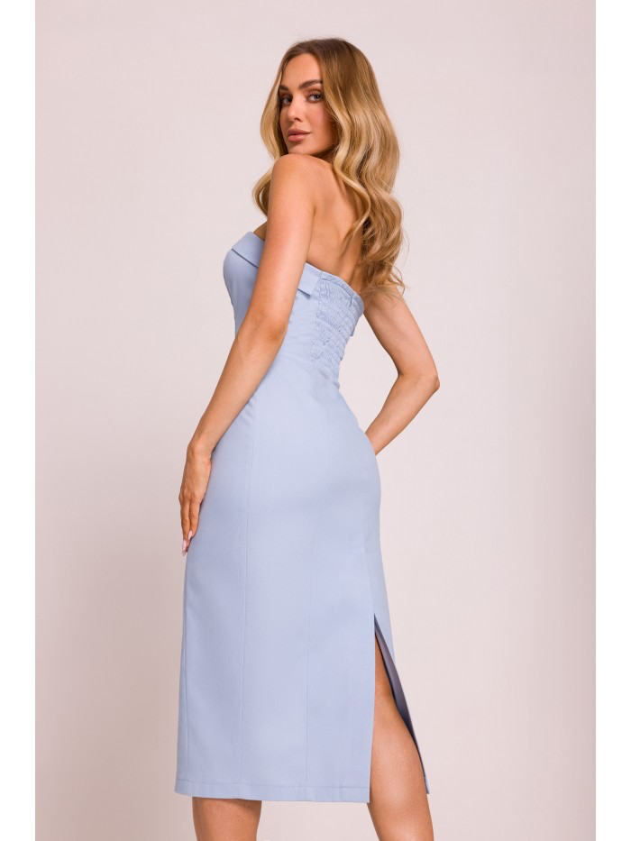 Strapless Pencil Midi Dress: Elegant Cotton Blend Cocktail Dress