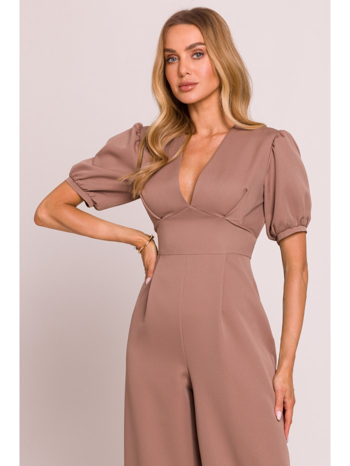 Elegant Wide Leg Jumpsuit: Women's Palazzo Romper, Made in Europe
