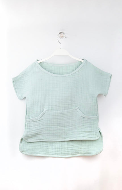 Baby-T-Shirt aus Baumwollmusselin – Weich und atmungsaktiv, 3 Farben, 1–6 Jahre