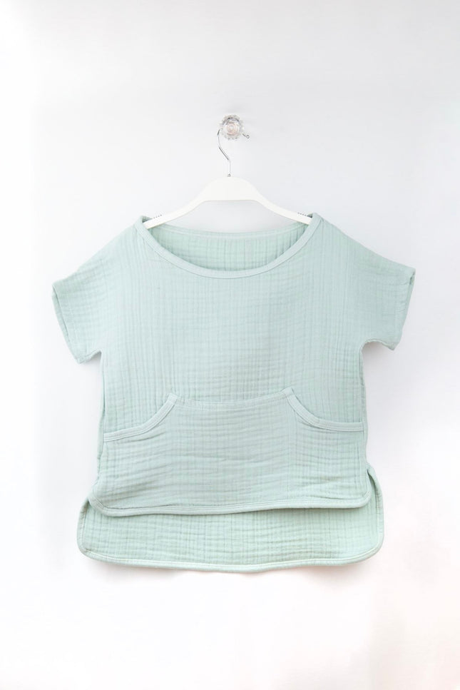 Baby-T-Shirt aus Baumwollmusselin – Weich und atmungsaktiv, 3 Farben, 1–6 Jahre