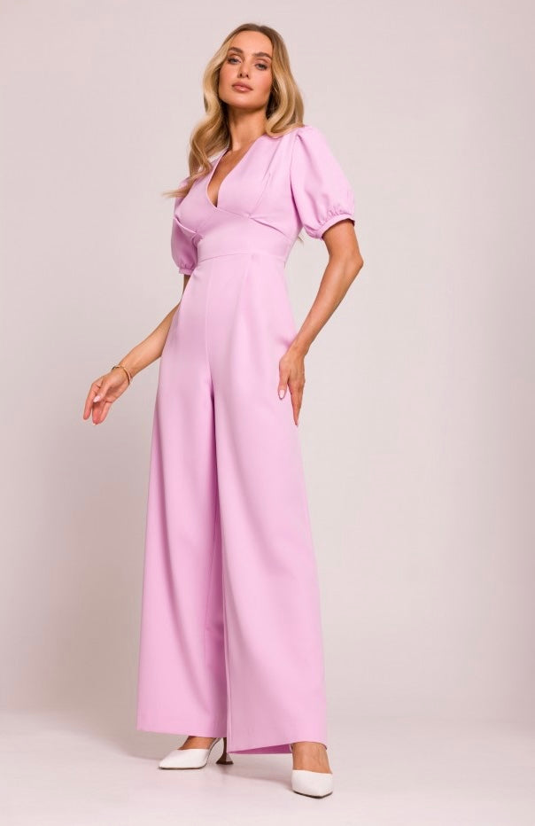 Elegant Wide Leg Jumpsuit: Women's Palazzo Romper, Made in Europe
