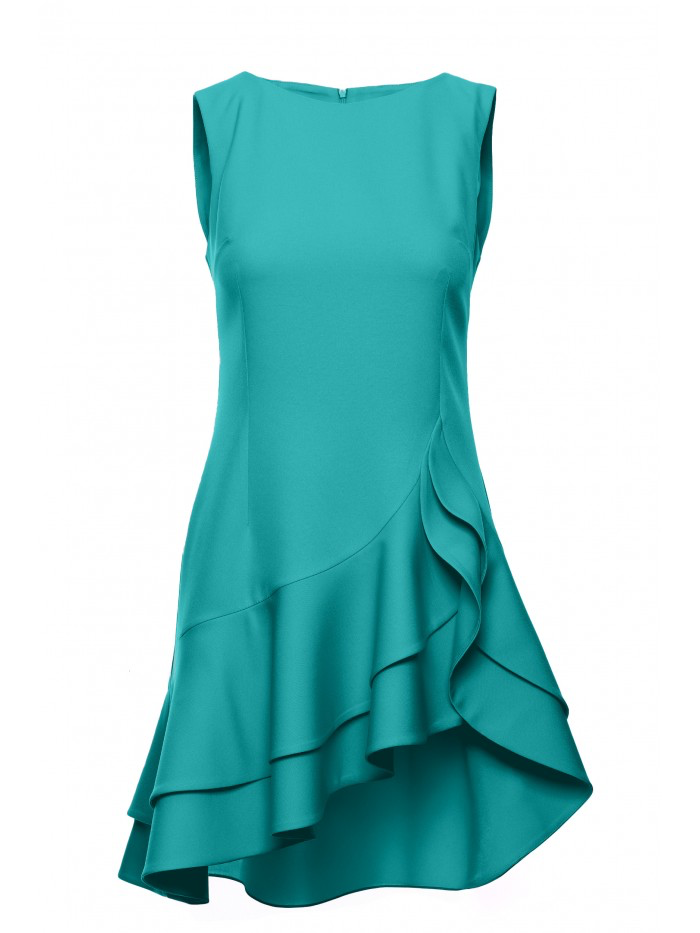 Sleeveless Ruffle Cocktail Dress: Asymmetrical Mini Party Dress
