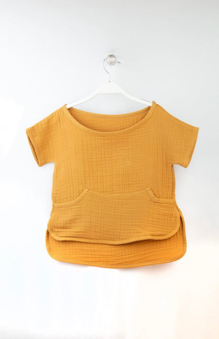 Baby-T-Shirt aus Baumwollmusselin – Weich und atmungsaktiv, 3 Farben, 1–6 Jahre