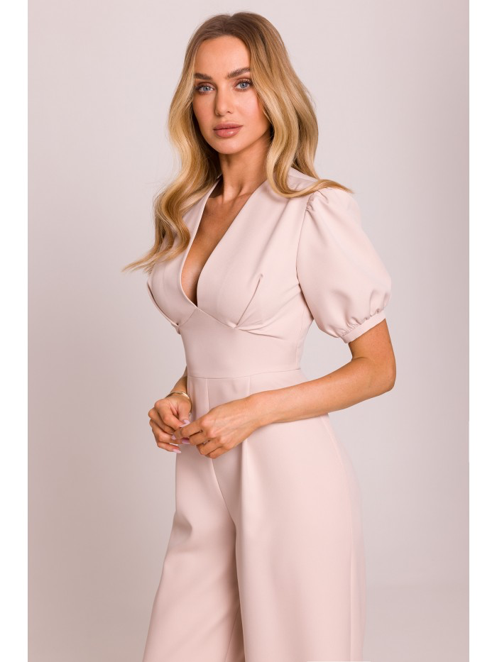 Elegant Wide Leg Jumpsuit: Women's Palazzo Romper, Made in Europe