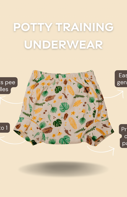 Reusable potty training underwear for toddlers with superior absorbency and breathable material.Prevent leaks and provide comfort, these eco-friendly training pants are easy to wash and perfect for daytime training. Sustainable and practical solution.