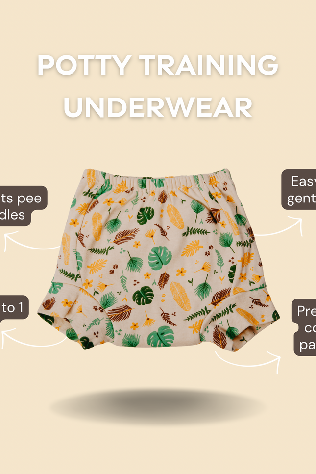 Reusable potty training underwear for toddlers with superior absorbency and breathable material.Prevent leaks and provide comfort, these eco-friendly training pants are easy to wash and perfect for daytime training. Sustainable and practical solution.