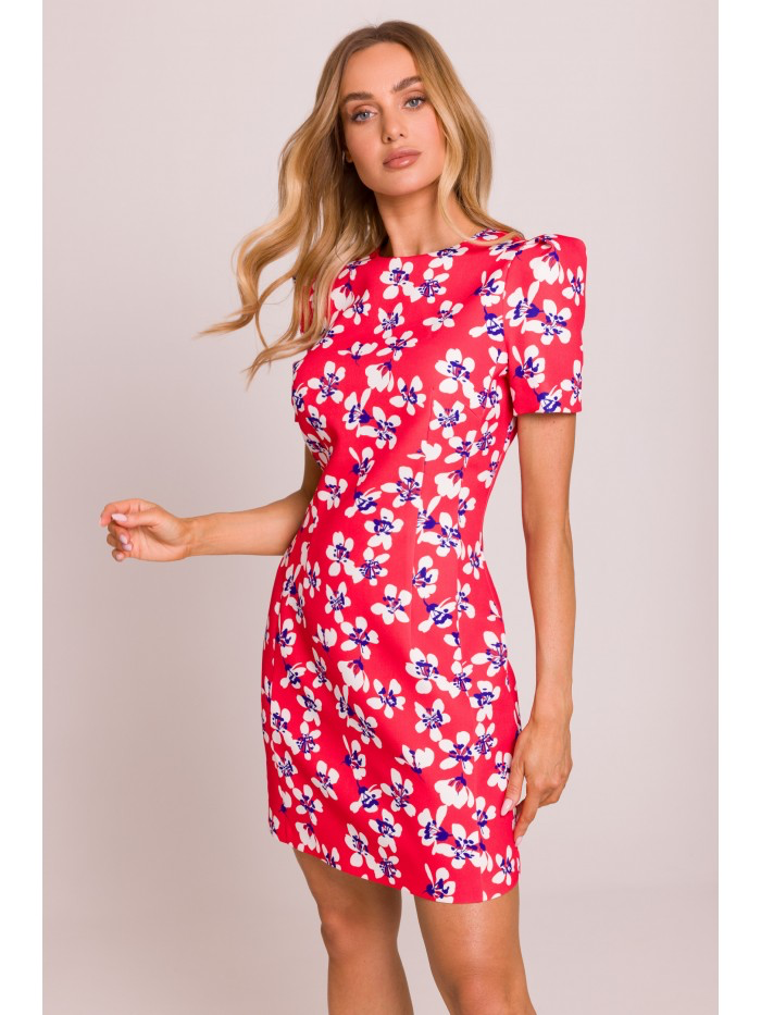 Hourglass Floral Mini Dress for casual Events, Elegant Summer Puff Sleeve Day Dress for Women, Casual Wedding Guest Outfit