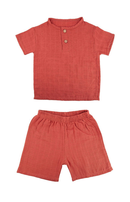 Musselin T-Shirt &amp; Shorts Set, Baby, Kleinkind, Kinder, 100% Baumwolle, 3 Farben, 1-6 Jahre