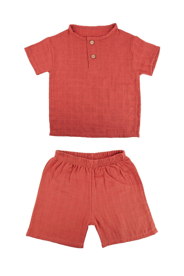 Musselin T-Shirt &amp; Shorts Set, Baby, Kleinkind, Kinder, 100% Baumwolle, 3 Farben, 1-6 Jahre