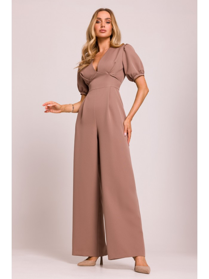 Elegant Wide Leg Jumpsuit: Women's Palazzo Romper, Made in Europe
