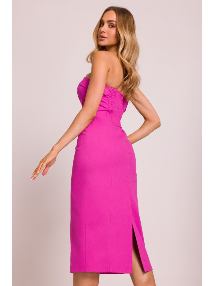 Strapless Pencil Midi Dress: Elegant Cotton Blend Cocktail Dress