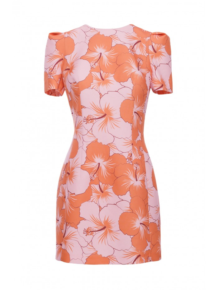 Hourglass Floral Mini Dress for casual Events, Elegant Summer Puff Sleeve Day Dress for Women, Casual Wedding Guest Outfit