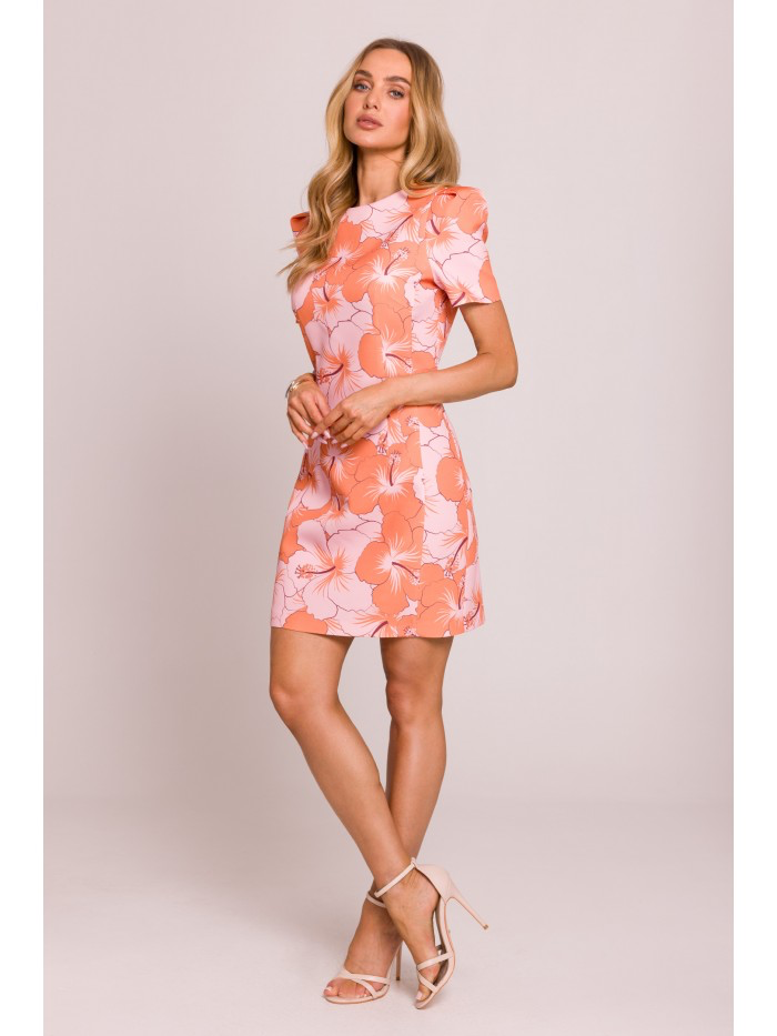 Hourglass Floral Mini Dress for casual Events, Elegant Summer Puff Sleeve Day Dress for Women, Casual Wedding Guest Outfit