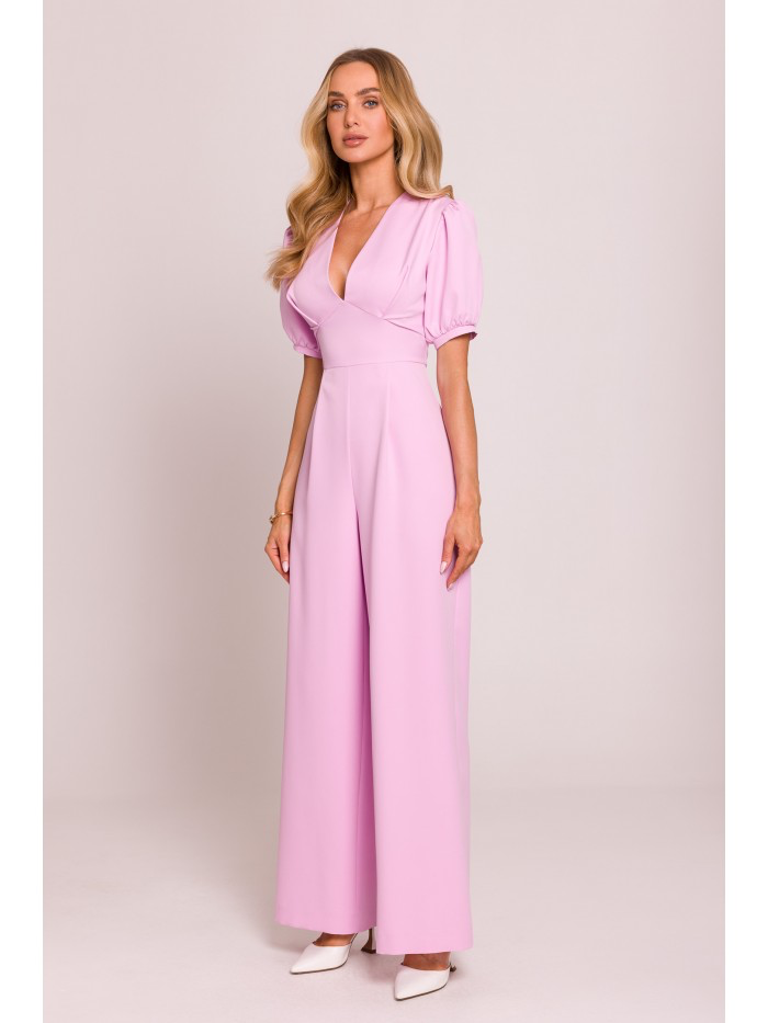 Elegant Wide Leg Jumpsuit: Women's Palazzo Romper, Made in Europe