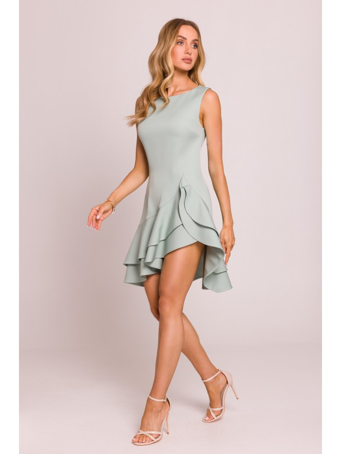 Sleeveless Ruffle Cocktail Dress: Asymmetrical Mini Party Dress