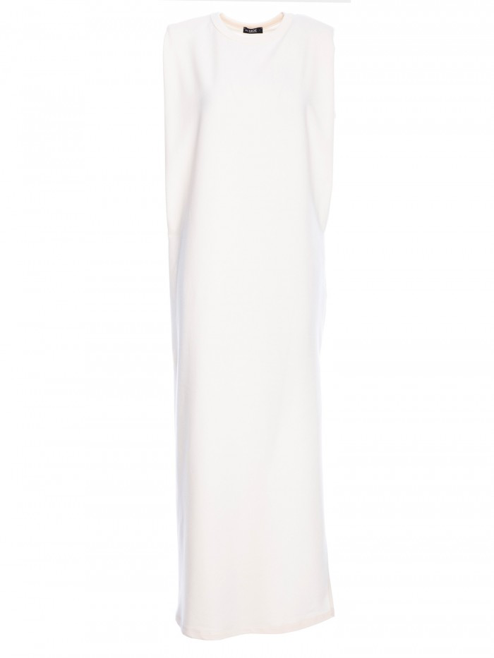 Sleeveless Maxi Dress: Oversized Knit with Shoulder Pads - Made in EU