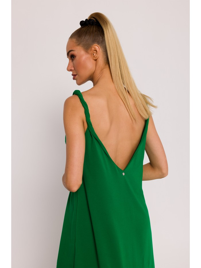 Knit Maxi Summer Dress: Open Back Boho A-Line - Made in EU