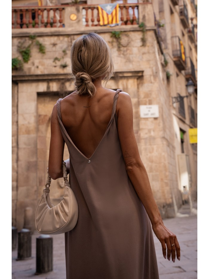 Knit Maxi Summer Dress: Open Back Boho A-Line - Made in EU