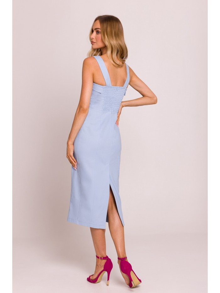Strapless Pencil Midi Dress: Elegant Cotton Blend Cocktail Dress