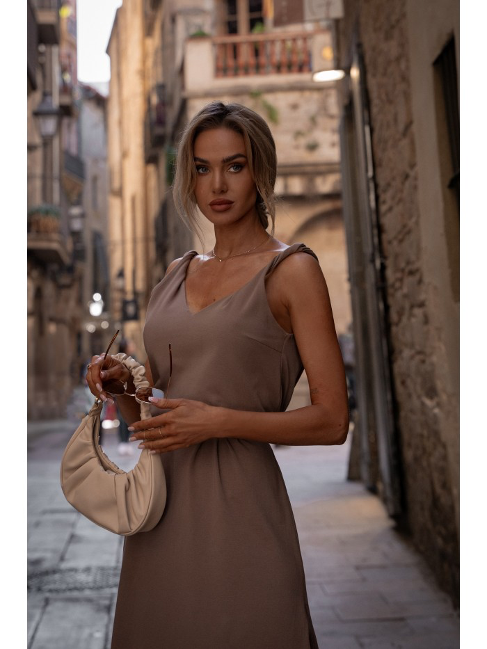 Knit Maxi Summer Dress: Open Back Boho A-Line - Made in EU