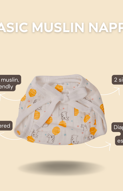 Soft and breathable reusable muslin nappies for newborns, featuring gentle pastel prints. Perfect for diaper-free time, eco-friendly, and designed to protect delicate baby skin. Eco friendly baby clothing. Organic nappies. Baby bummies, bloomers.