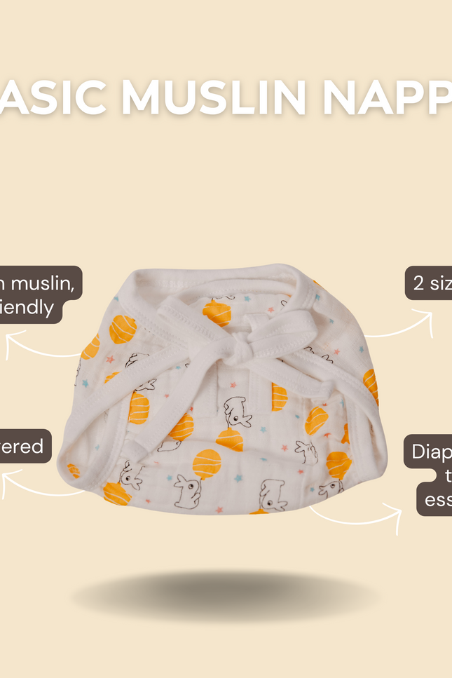 Soft and breathable reusable muslin nappies for newborns, featuring gentle pastel prints. Perfect for diaper-free time, eco-friendly, and designed to protect delicate baby skin. Eco friendly baby clothing. Organic nappies. Baby bummies, bloomers.