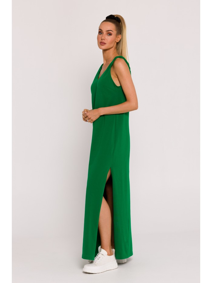 Knit Maxi Summer Dress: Open Back Boho A-Line - Made in EU