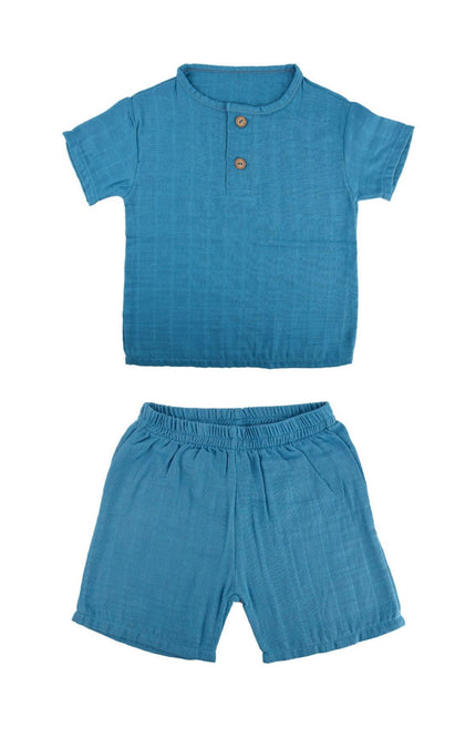 Musselin T-Shirt &amp; Shorts Set, Baby, Kleinkind, Kinder, 100% Baumwolle, 3 Farben, 1-6 Jahre