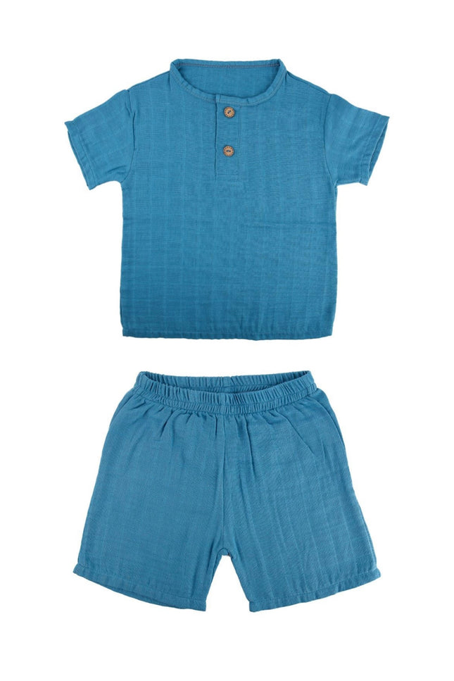 Musselin T-Shirt &amp; Shorts Set, Baby, Kleinkind, Kinder, 100% Baumwolle, 3 Farben, 1-6 Jahre