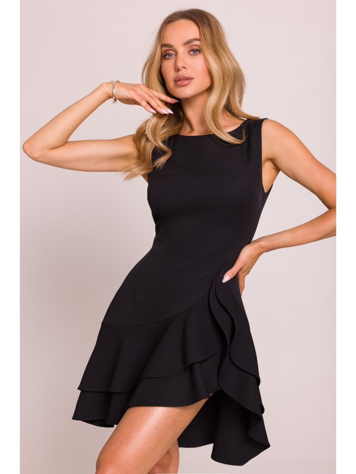 Sleeveless Ruffle Cocktail Dress: Asymmetrical Mini Party Dress