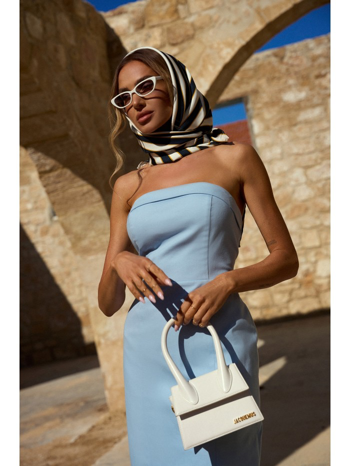 Strapless Pencil Midi Dress: Elegant Cotton Blend Cocktail Dress