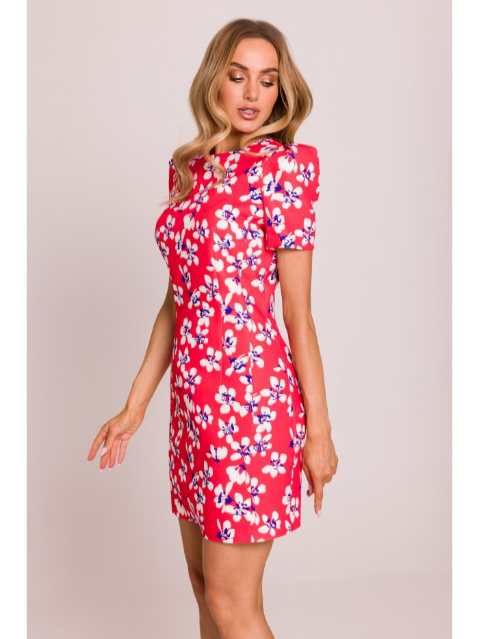 Hourglass Floral Mini Dress for casual Events, Elegant Summer Puff Sleeve Day Dress for Women, Casual Wedding Guest Outfit