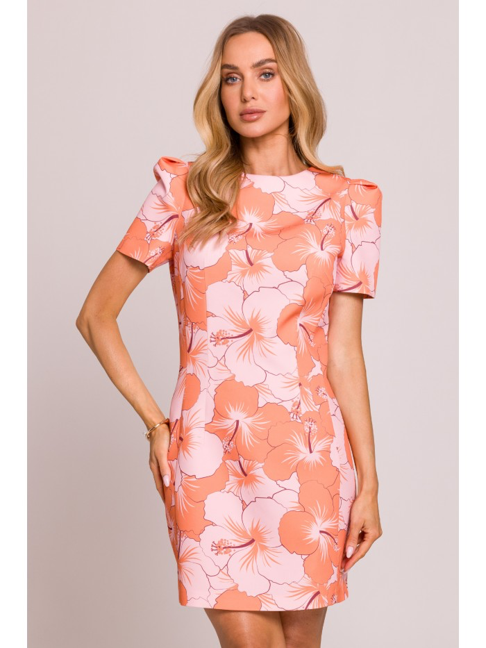 Hourglass Floral Mini Dress for casual Events, Elegant Summer Puff Sleeve Day Dress for Women, Casual Wedding Guest Outfit