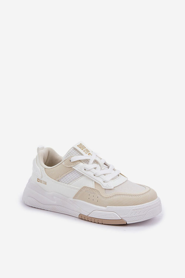 White women’s sneakers – eco-friendly materials with beige accents and non-slip sole