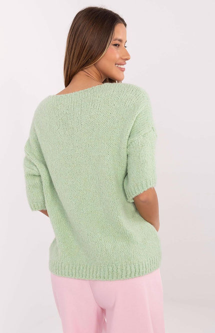 V-neck mint green sweater for women – lightweight and stylish