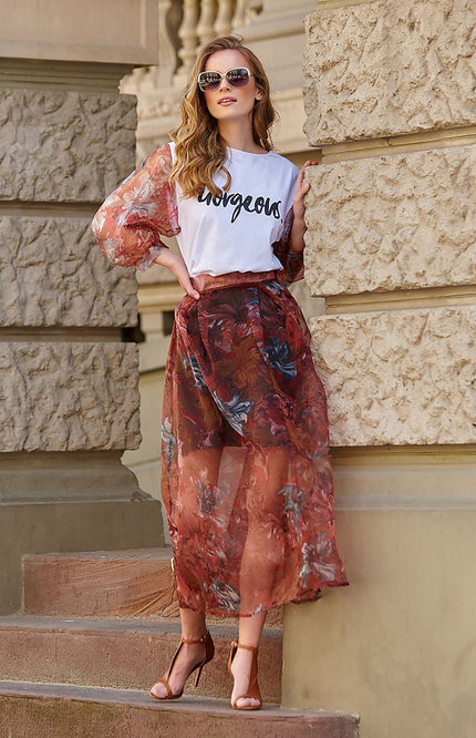  Long skirt model 145582 Makadamia 